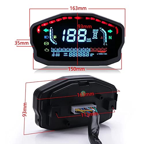 PACEWALKER عداد سرعة LED LCD عالمي للدراجات النارية PACEWALKER مع تعديل رقمي وإضاءة خلفية لـ 1،2،4 أسطوانات لهوندا ودوكاتي وكاواساكي وياماها (يتطلب تركيب احترافي) - Image 3