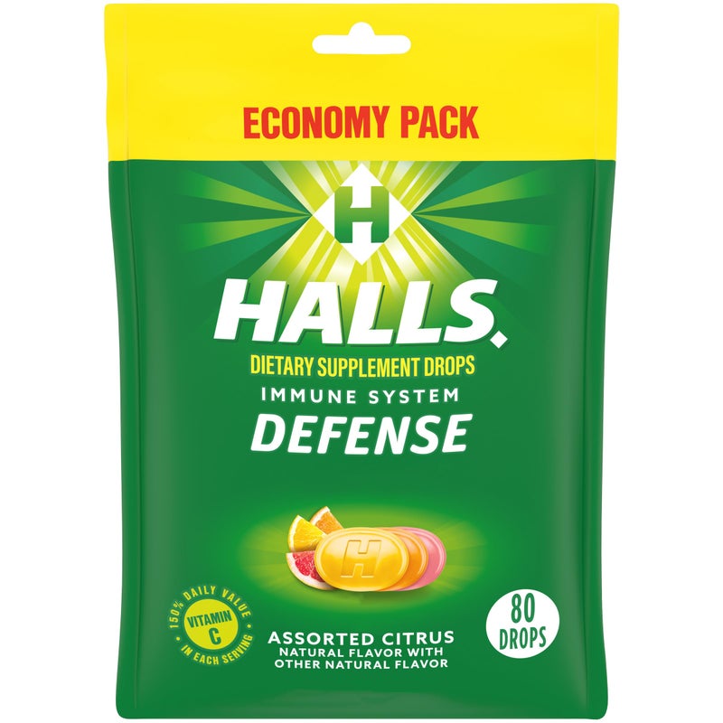 Halls حلوى هولز ديفينس بنكهة الحمضيات المتنوعة، عبوة اقتصادية، 80 حبة - Image 1