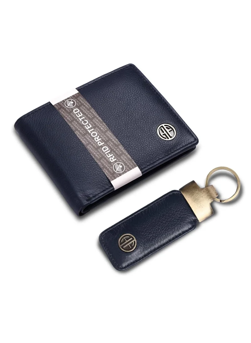 HAMMONDS FLYCATCHER Leather Blue Wallet & Keyring Combo (GS594BN_KR) 8N2H