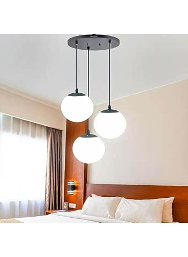 3-light chandelier made of glass and metal