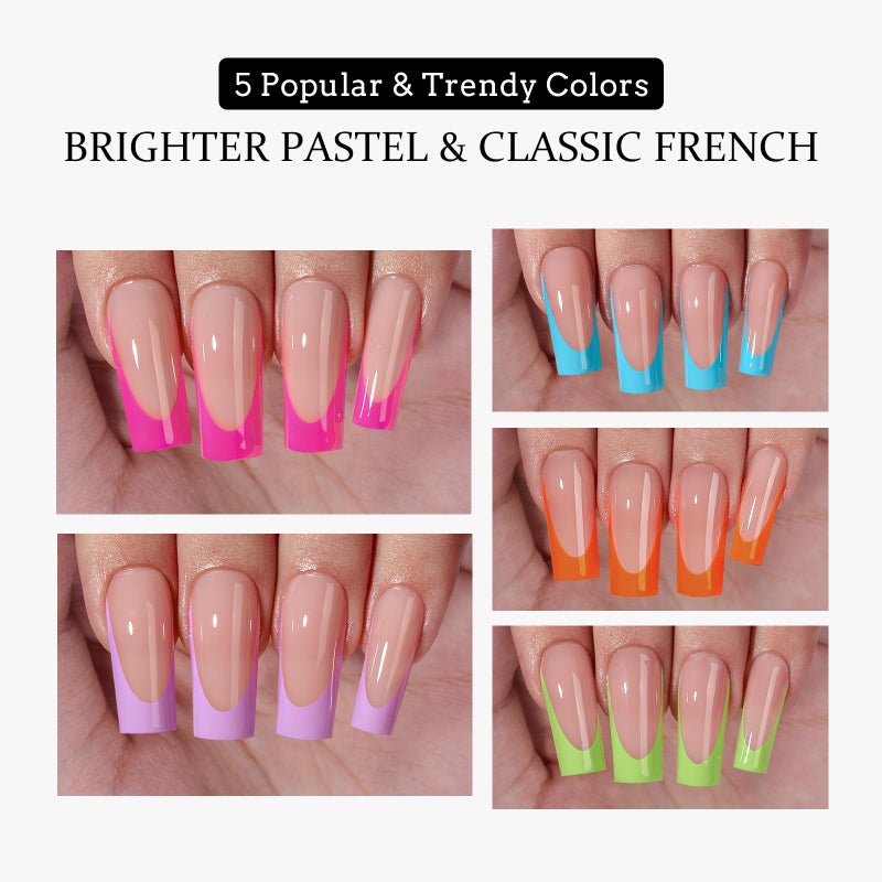 BTArtboxnails XCOATTIPS Press on Nails - French Tip Press on Nails, Long Sqaure Nail Tips, Bright Pastel Soft Gel Nails False Nail, Soak Off Acrylic Fake Nails Art Extensions - Image 4