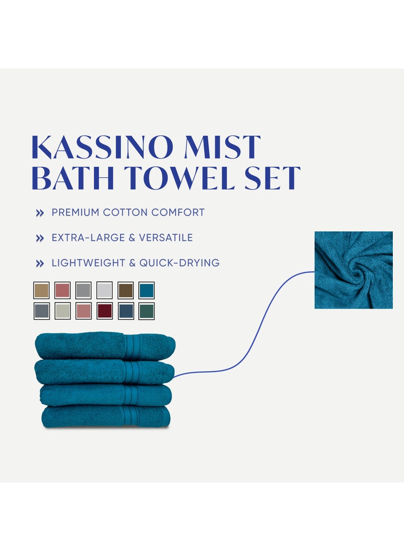كاسينو Kassino Premium Bath Towels Set - (4 Pack, 70x140 cm), 580 GSM Bath Towel,100% Combed Cotton, Soft & Quick-Dry Towels for Bathroom, Highly Absorbent, Double Stitched Hotel Quality Towels | Petrol - Image 3