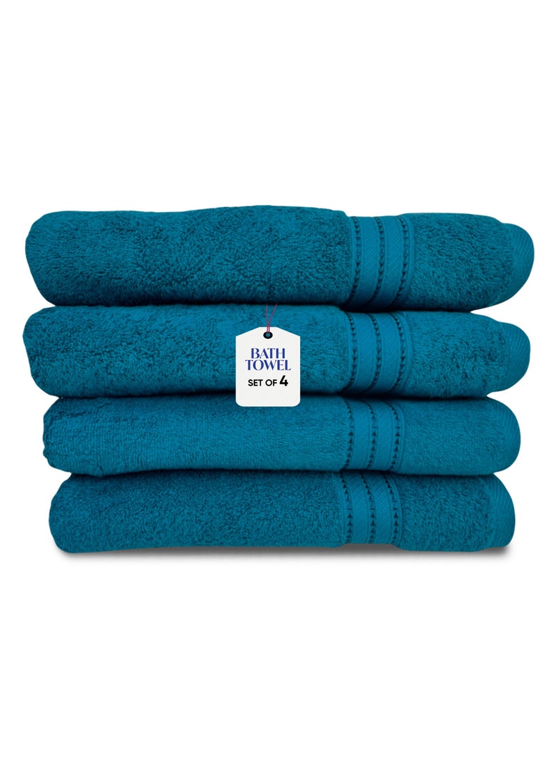 كاسينو Kassino Premium Bath Towels Set - (4 Pack, 70x140 cm), 580 GSM Bath Towel,100% Combed Cotton, Soft & Quick-Dry Towels for Bathroom, Highly Absorbent, Double Stitched Hotel Quality Towels | Petrol - Image 1