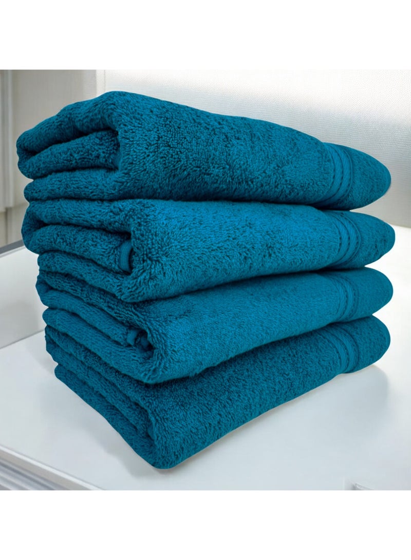 كاسينو Kassino Premium Bath Towels Set - (4 Pack, 70x140 cm), 580 GSM Bath Towel,100% Combed Cotton, Soft & Quick-Dry Towels for Bathroom, Highly Absorbent, Double Stitched Hotel Quality Towels | Petrol - Image 2