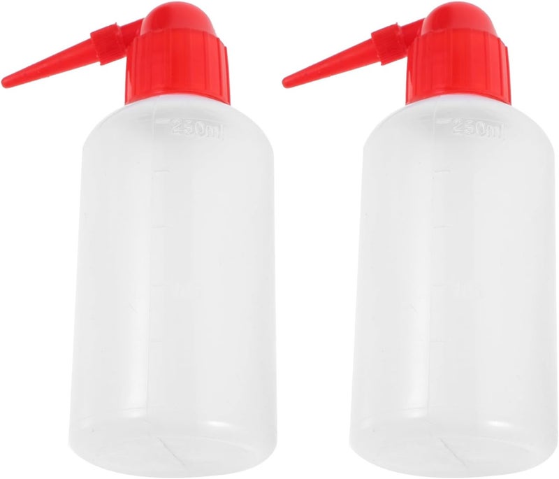 2pcs 250ml Narrow Mouth Graduated Wash Bottles Laboratory Plastic Pointed Squeeze Bottles with Scale Markings for Liquid Cleaning and Chemical Use - Image 1