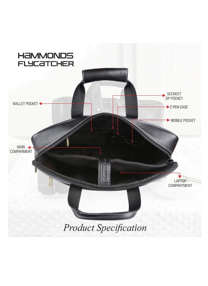 HAMMONDS FLYCATCHER Men Leather Laptop Messenger Bag |Fits 15.6" laptop| Black |  LB191BLK | WD2H  - Image 2
