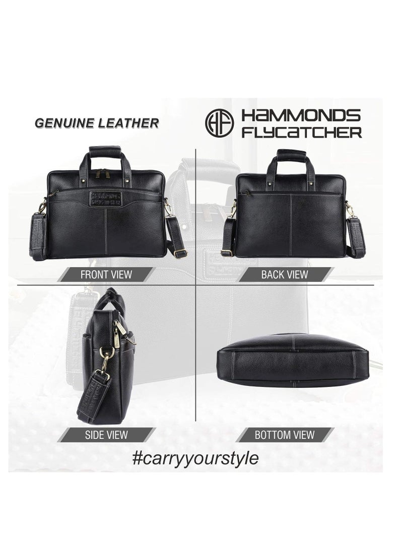 HAMMONDS FLYCATCHER Men Leather Laptop Messenger Bag |Fits 15.6" laptop| Black |  LB191BLK | WD2H  - Image 3