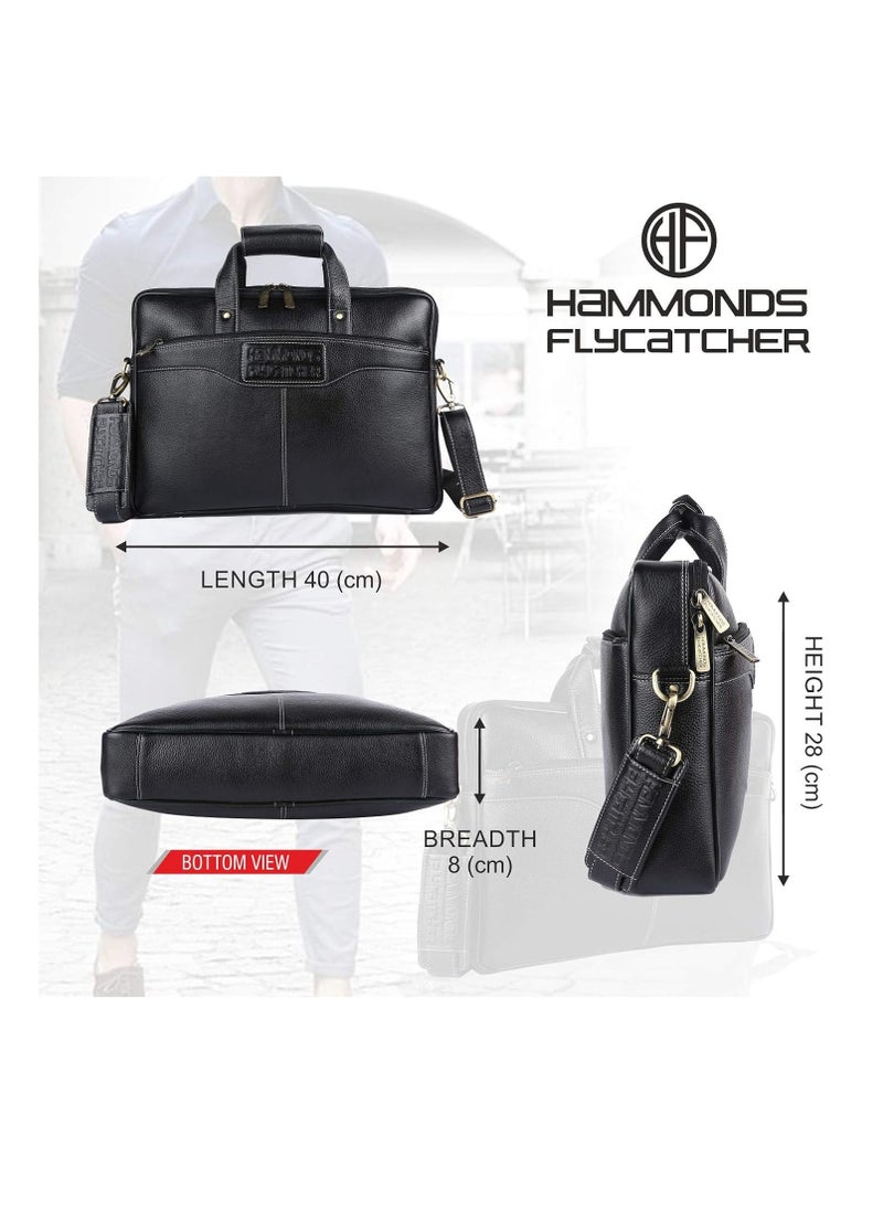 HAMMONDS FLYCATCHER Men Leather Laptop Messenger Bag |Fits 15.6" laptop| Black |  LB191BLK | WD2H  - Image 5