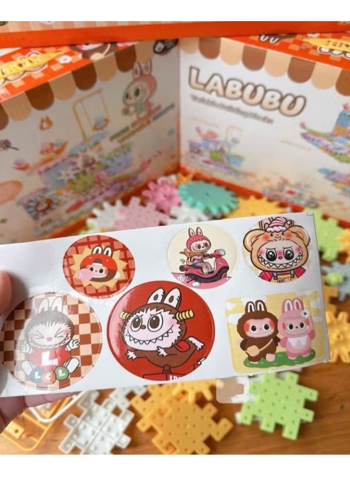 لعبة مكعبات بناء كهربائية للأولاد والبنات من عمر 3 و4 و5 و6 سنوات فما فوق، ألعاب مكعبات بلاستيكية اصنعها بنفسك، مكعبات تعليمية ممتعة، مكعبات تعليمية متشابكة، 83 قطعة (شكل لابوبو) - Image 1