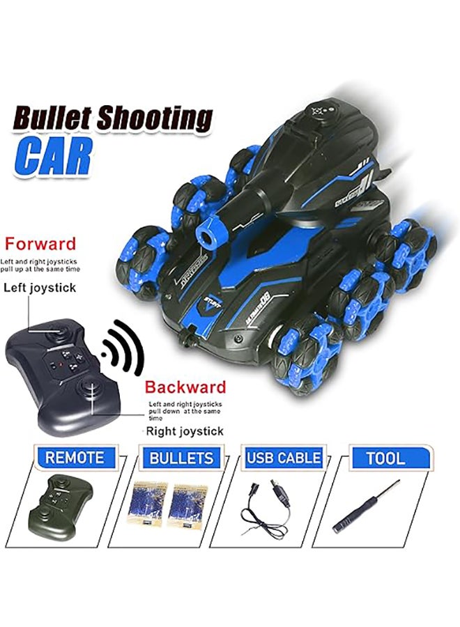 FUNFY FUNFY Racing Bullet Shooting Stunt RC Toy Car With Two Packs of Bullets | Blue | With 6 Wheels for 45 Degree Drive, Off Road, Obstacle Crossing, 4WD & Rechargeable Battery for Kids, Adults & Gifting  - Image 2
