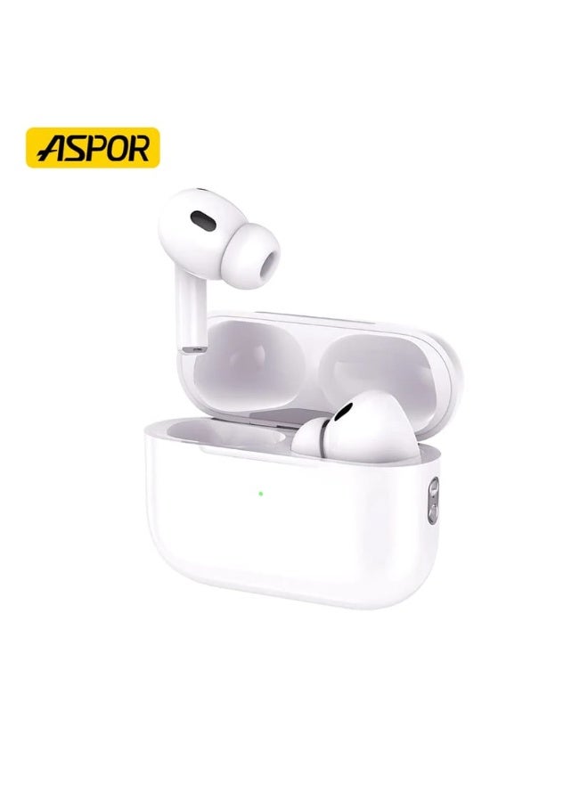 أسبور سماعات أذن لاسلكية ASPOR A620 AirBuds Pro 2 TWS مع خاصية إلغاء الضوضاء النشط - وظائف كاملة، شحن لاسلكي، وبطارية تدوم 30 ساعة - Image 1