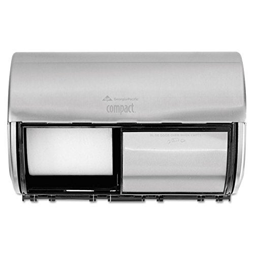 Georgia-Pacific Compact 2-Roll Side-by-Side Coreless High-Capacity Toilet Paper Dispenser by GP PRO (Georgia-Pacific), Stainless, 56798, 10.120" W x 6.750" D x 7.120" H, Stainless Steel - Image 1
