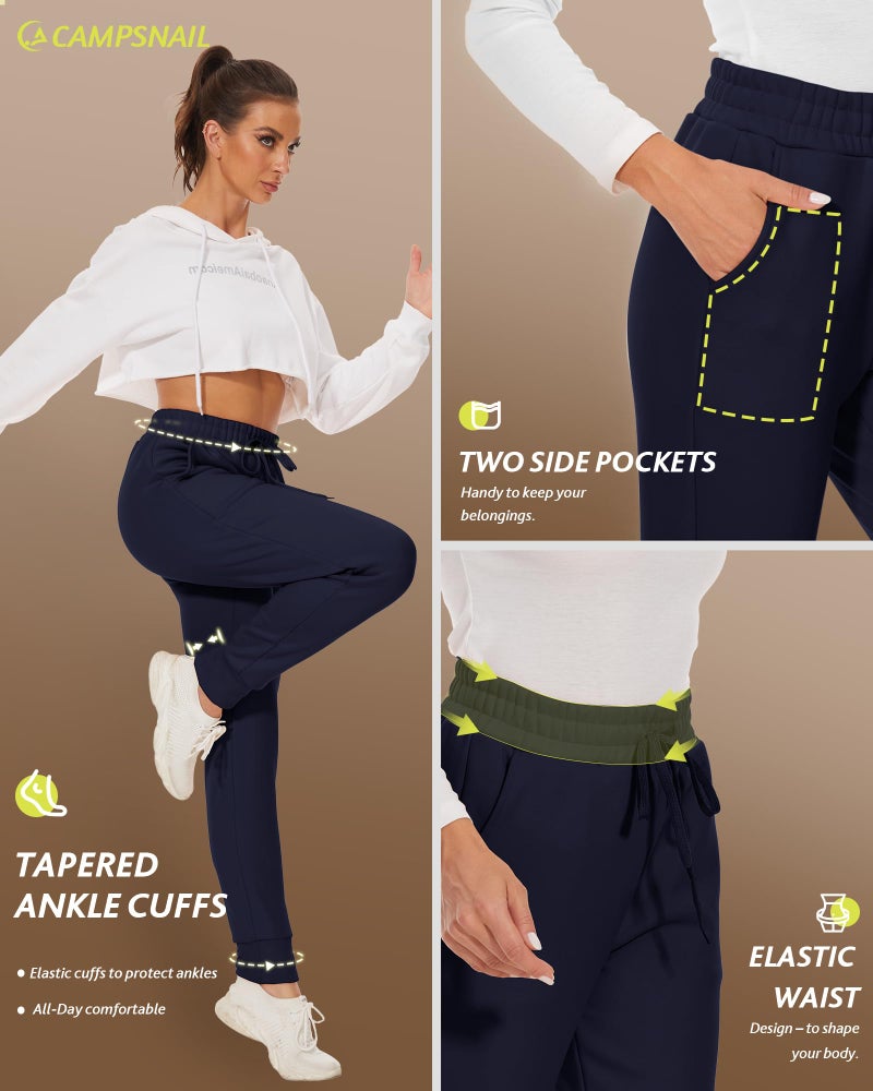 CAMPSNAIL Fleece Lined Sweatpants Women - Joggers for Women with Pockets High Waisted Thermal Winter Warm Pants for Snow - Image 4