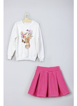 Ada Bebek Çocuk Ada Baby Kids New Season Style Watercolor Printed Skirt Sweat Suit  - Image 4