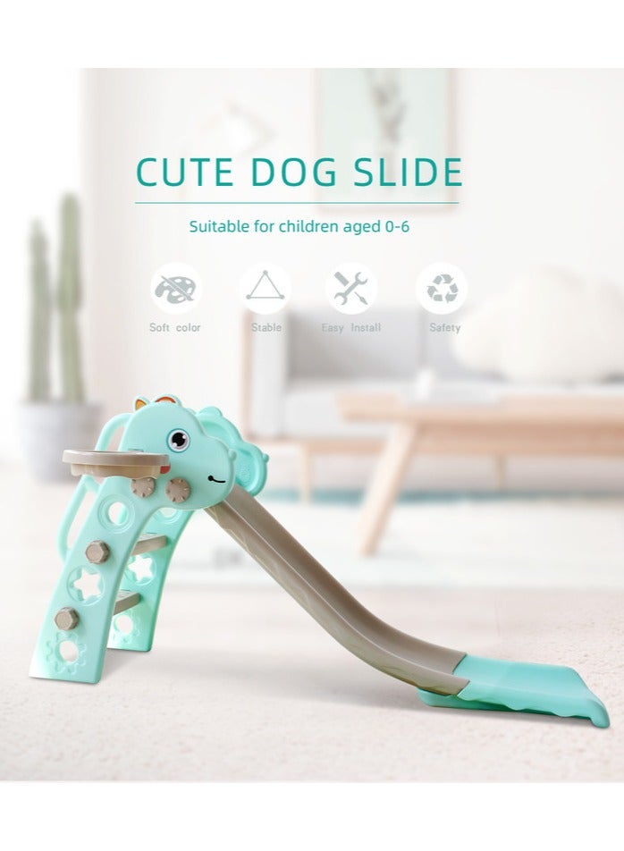 فول جوي زحليقة أطفال صغيرة 2 في 1 مع حلقة كرة سلة، زحليقة قابلة للطي للأطفال الصغار والأولاد والبنات والمتسلقين، ألعاب داخلية وخارجية - Image 3