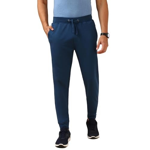 Van Heusen Men Smart Tech Trackpant - Cotton Rich - Easy Stain Release,Anti Stat, Ultra Soft_Blue Lagoon_L - Image 1