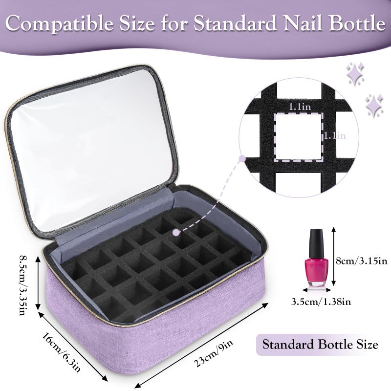 YOREPEK Nail Polish Organizer Holds Up to 72 Bottles (15ml - 0.5 fl.oz) and Nail Lamp, Nail Polish Storage with 3 Removable Pouches & Multiple Storage Sections for Manicure Set, Gifts for Manicurist - Image 4