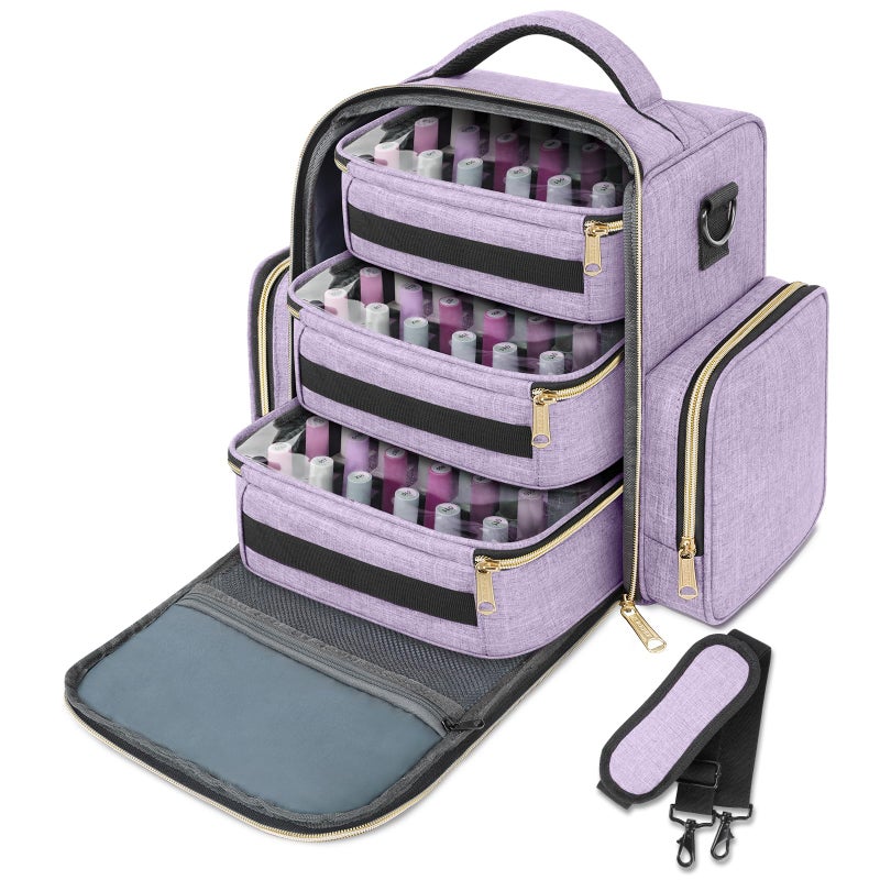 YOREPEK Nail Polish Organizer Holds Up to 72 Bottles (15ml - 0.5 fl.oz) and Nail Lamp, Nail Polish Storage with 3 Removable Pouches & Multiple Storage Sections for Manicure Set, Gifts for Manicurist - Image 1