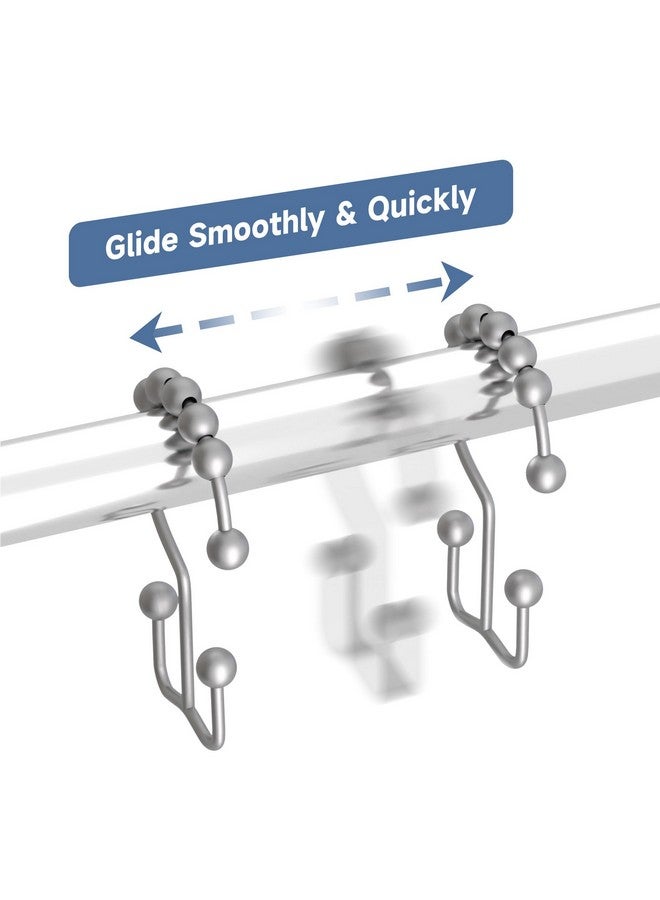 Titanker Shower Curtain Hooks Rings, Rust-Resistant Metal Double Glide Shower Hooks for Bathroom Shower Rods Curtains, Set of 12 Hooks - Space Silver - Image 4