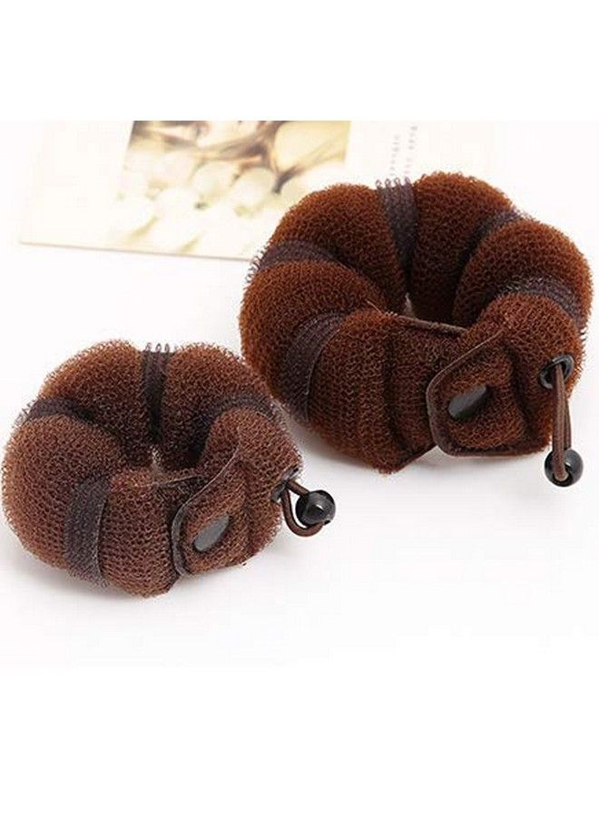 DNHCLL Set Of 2 Brown Magic Hair Styling Styler Hot Hair Donut Bun Ring Styler Maker For Women Lady Girls (1 Large+1 Small) - Image 5