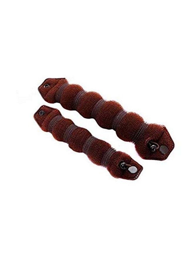 DNHCLL Set Of 2 Brown Magic Hair Styling Styler Hot Hair Donut Bun Ring Styler Maker For Women Lady Girls (1 Large+1 Small) - Image 1