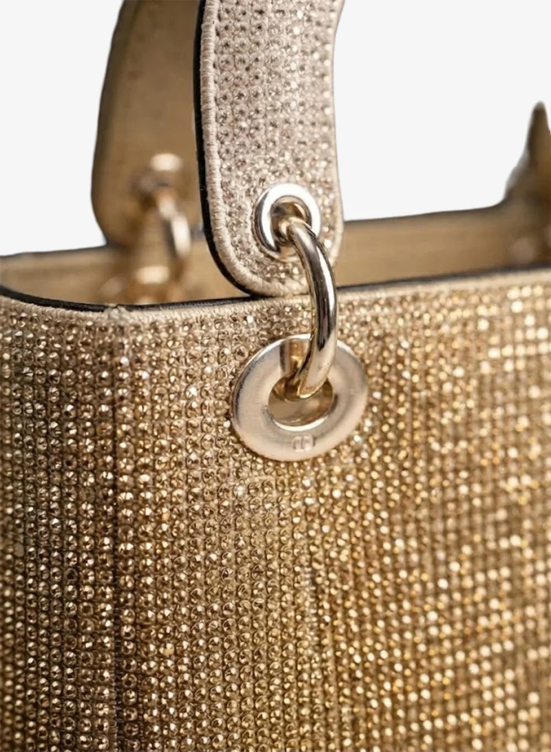 Viny Viny Women's Crystal Rhinestone Top Handle Bag – Fully Embellished Mini Evening Handbag