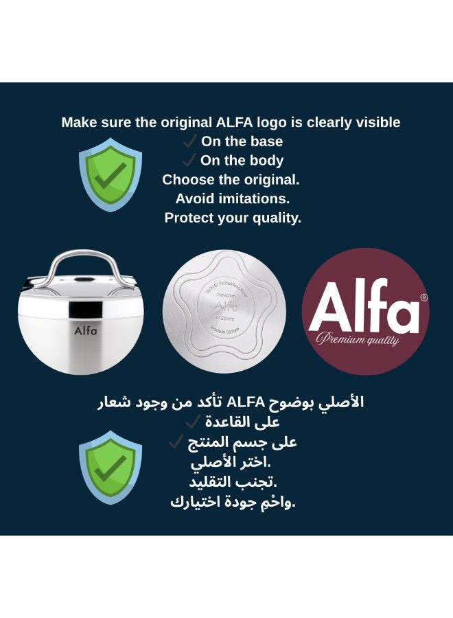 ALFA 15-Piece Premium 18/10 Stainless Steel Cookware Set | Triplex Capsule Base | Induction Compatible | Heavy Duty Kitchen Pots & Pans Set | Made in Türkiye - Image 4