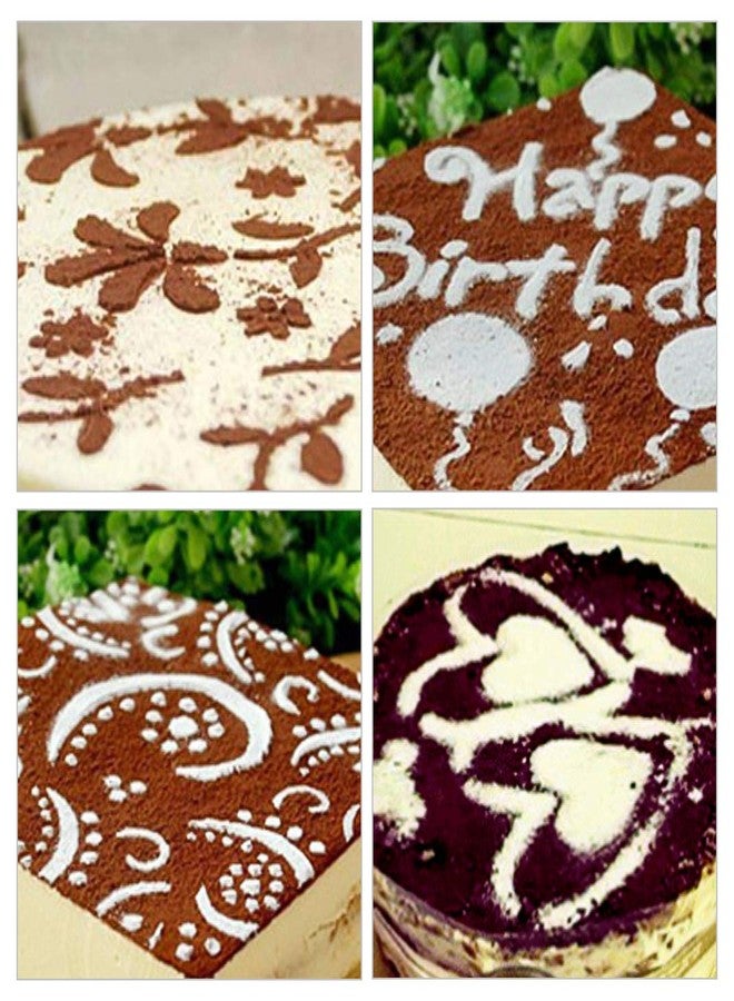 iSuperb 4 Pieces Cake Top Stencils Cookie/Cake Decorating Painting Templates Baking Tool for Cupcake Wedding Cake Fondant Impression, Wedding Birthday Party Cake Decoration Supplies - Image 4