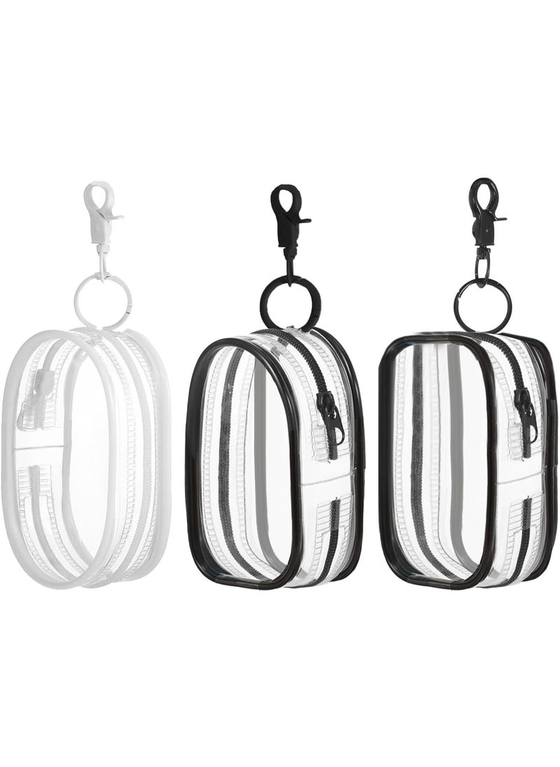 Lydztion LYDZTION 3Pcs Clear Makeup Bag Mini Makeup Bag for Women,Waterproof Makeup Bag Key Pocket Lipstick Bag Card Holder Data Cable Organizer Zipper Pouch, Black and White 