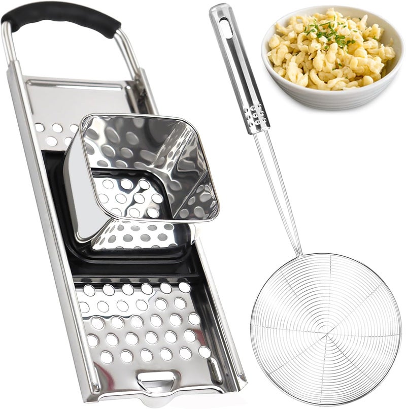 METLUCK Spaetzle Maker, Premium Grade Stainless Steel Spaetzle Maker with Spider Strainer for Homemade Spaetzle German Egg Noodle Maker - Image 1