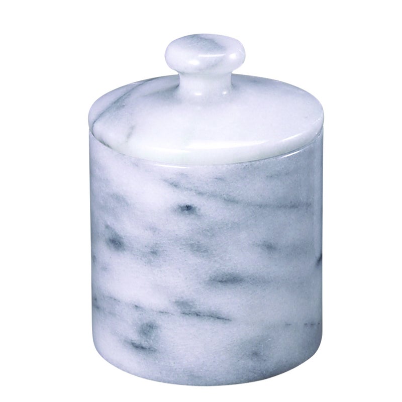 Luxury HandCarved Natural Marble Storage Jar HeavyDuty Container for Cotton Balls Swabs Jewelry and Spices Made from Taiwan Yushan Stone ChemicalFree and Elegant OffWhite
