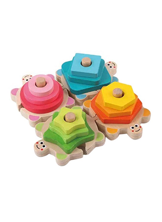 NIBEMINENT Wooden Puzzle Turtles Educational Early Learning Motor Skills Stacking Toy - Image 1