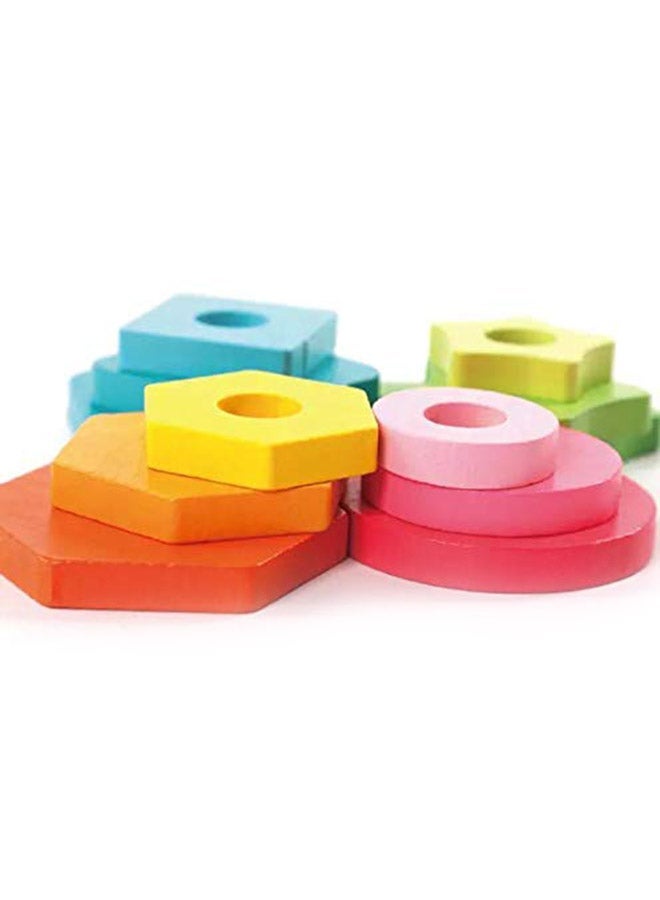 NIBEMINENT Wooden Puzzle Turtles Educational Early Learning Motor Skills Stacking Toy - Image 2
