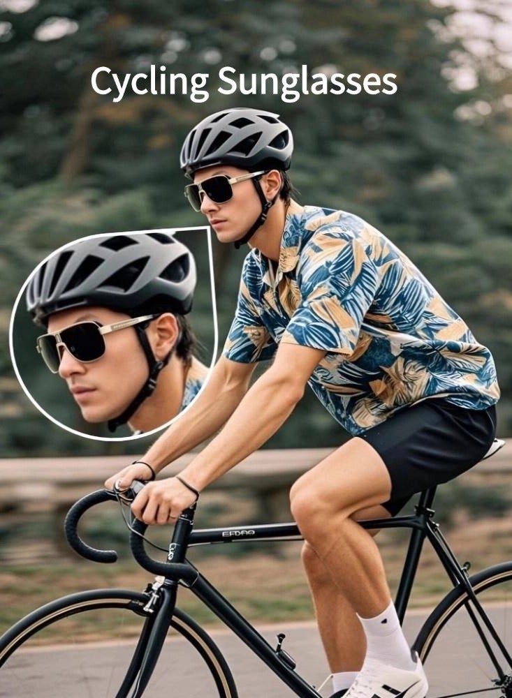 Porsche Polarized Fashion Sport Sunglasses,Cycling Sunglasses for Men with Metal Frame Black Gun - Image 3