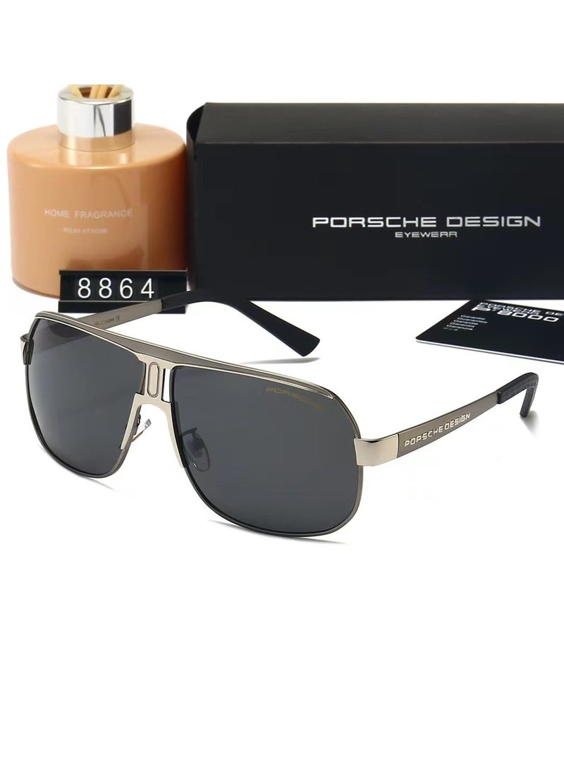 Porsche Polarized Fashion Sport Sunglasses,Cycling Sunglasses for Men with Metal Frame Black Gun - Image 2