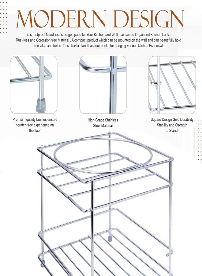 PRAYTEX Stainless Steel Heavy Matka Stand with Tray Holder, Pot Stand Water Dispenser Stand, Water Jar Holder, Matka Rack, Multipurpose Rack for Kitchen/Bathroom (20 x 20 x 18 CM) Stand Only - Image 4