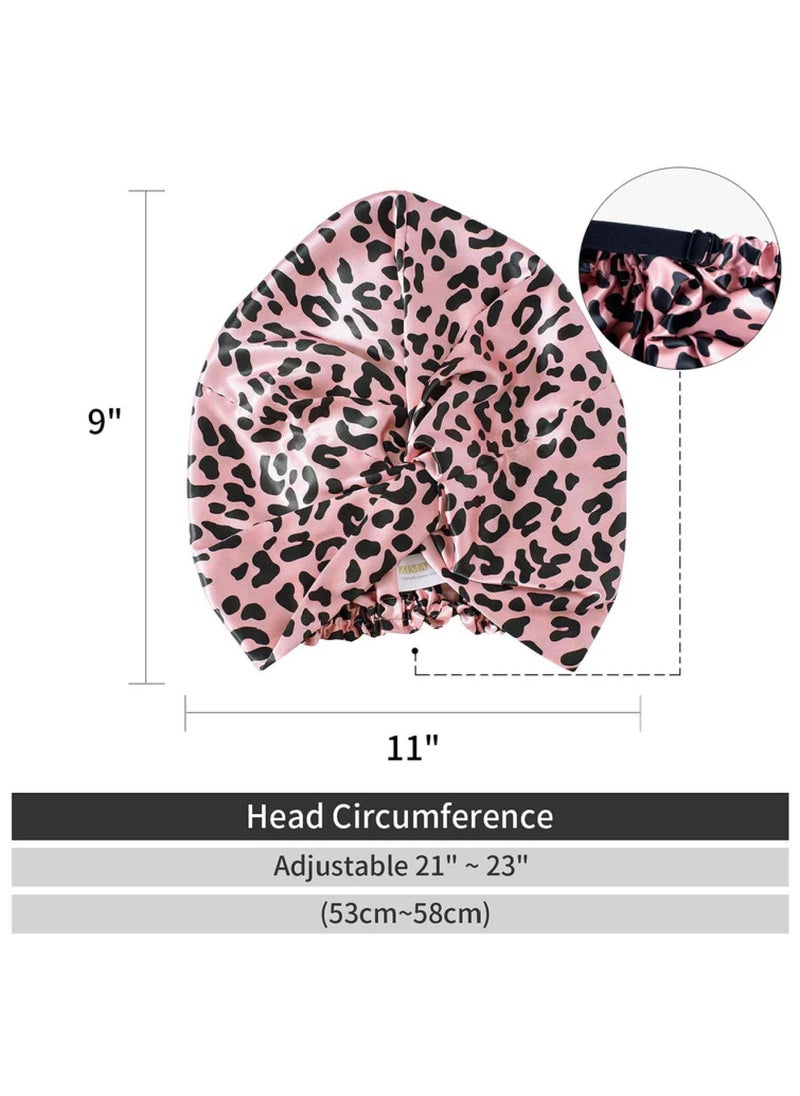 ZIMASILK 22 Momme Silk Sleep Cap Leopard Print  - Image 5