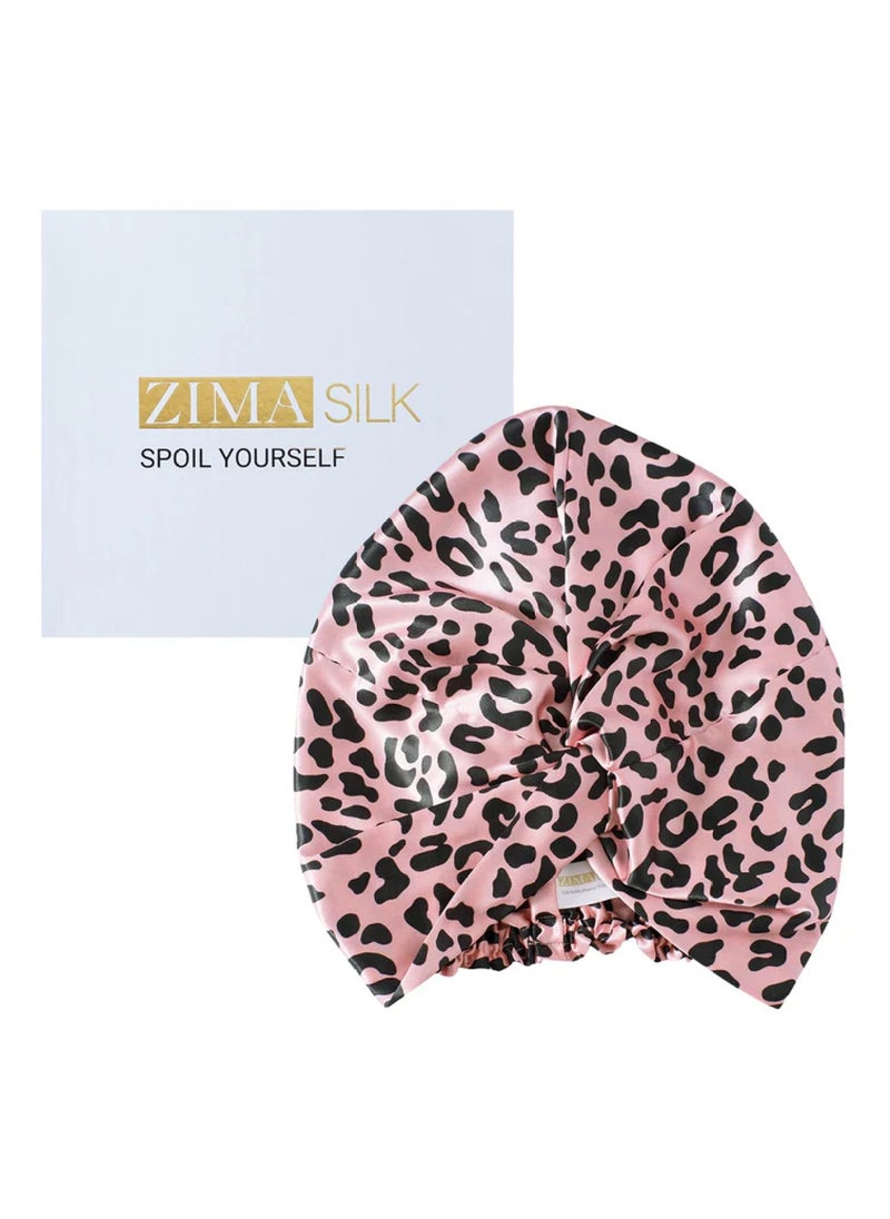 ZIMASILK 22 Momme Silk Sleep Cap Leopard Print  - Image 1