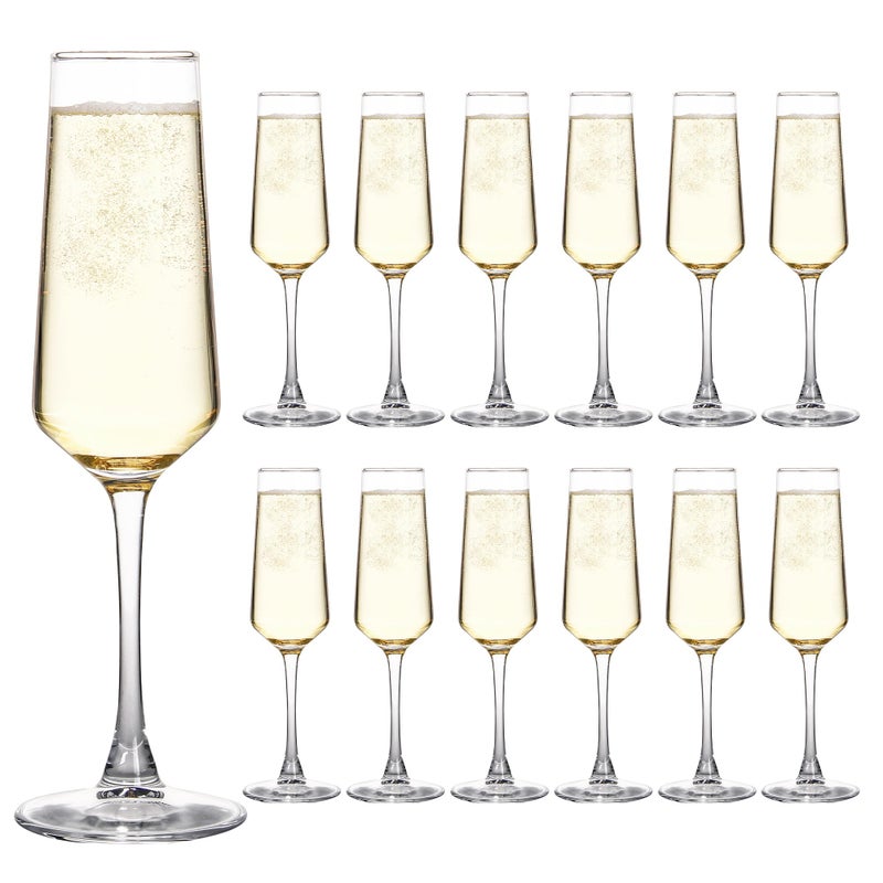UMEIED 75 Oz Champagne Flutes Set Of 12 Long Stemmed Crystal Clear Champagne Flute Glass Set Sparkling Wine Glasses for Home Party Wedding Anniversary Birthday Christmas