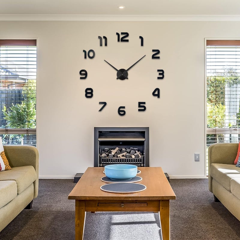 Niceguy Solutions Niceguy Solutions DIY Wall Clock Frameless 3DStyle Analog Timekeeper for Home Living Room Bedroom Office BatteryPowered Modern House Decoration Silent Clock Decor with Number Sticker Decals - Image 1