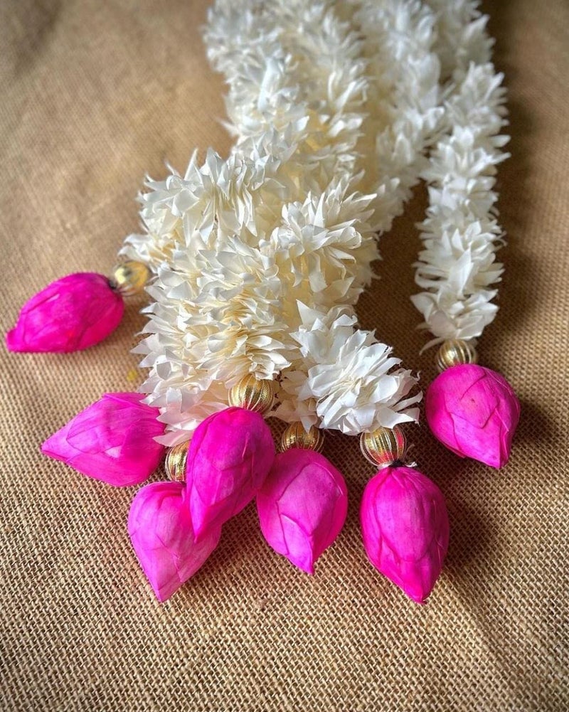 Nutts Handmade Wall Hanging Paper Gajra with Lotus Buds Decoration Item for Home Dcor Diwali Festival Navratri Wedding Pack of 6