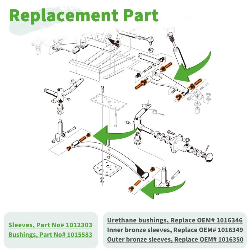 10L0L Front Leaf Spring & Upper A Arm Bushing Kit for Club Car DS Golf Cart 1992-up, Replace OEM 1016346 1016349 1016350 1012303 1015583 - Image 4