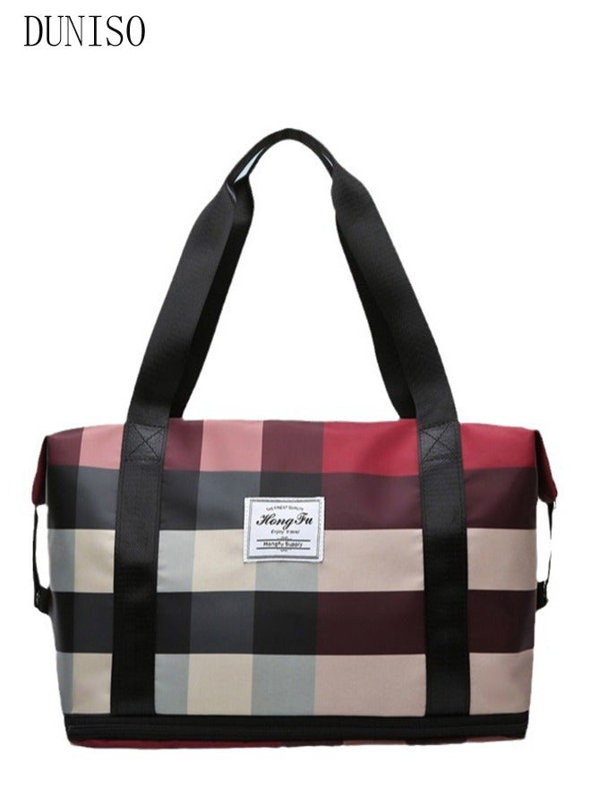 DUNISO Foldable wet and dry dual-use handbag, fitness bag, travel bag, large capacity foldable travel bag, lightweight and waterproof carry on luggage bag for travel - Image 3