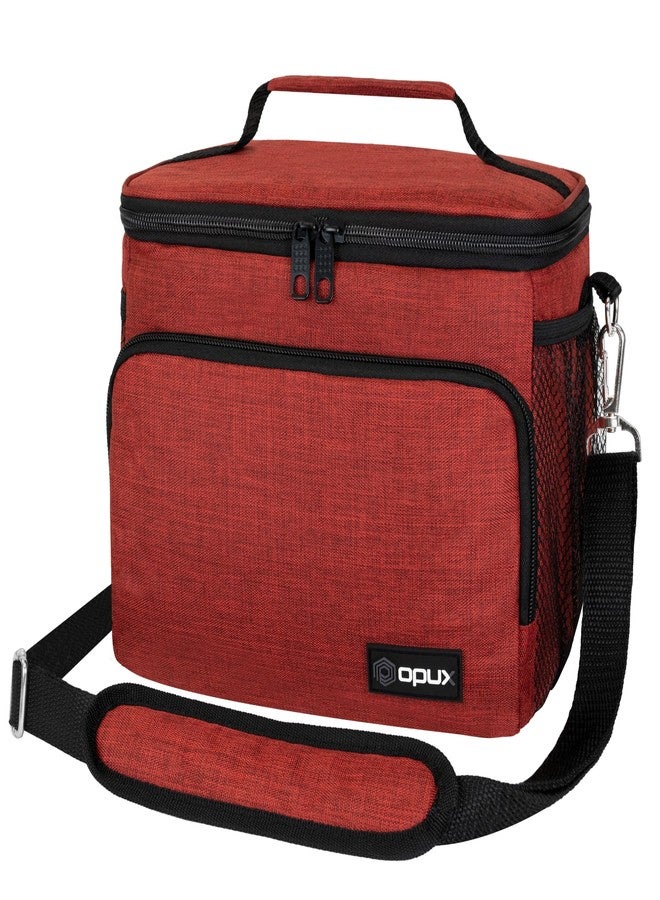 opux Insulated Lunch Bag for Men Women, Soft Lunch Box for Office Work School Picnic, Leakproof Lunch Cooler Bag with Shoulder Strap for Kid Adult Boy Girl, Medium Lunchbox Lunch Tote (Heather Red) - Image 1