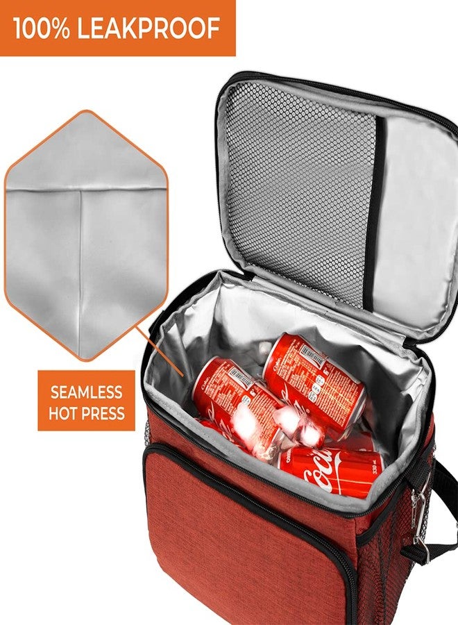 opux Insulated Lunch Bag for Men Women, Soft Lunch Box for Office Work School Picnic, Leakproof Lunch Cooler Bag with Shoulder Strap for Kid Adult Boy Girl, Medium Lunchbox Lunch Tote (Heather Red) - Image 4