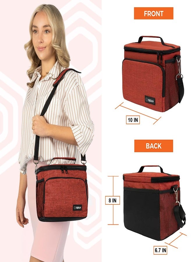 opux Insulated Lunch Bag for Men Women, Soft Lunch Box for Office Work School Picnic, Leakproof Lunch Cooler Bag with Shoulder Strap for Kid Adult Boy Girl, Medium Lunchbox Lunch Tote (Heather Red) - Image 2