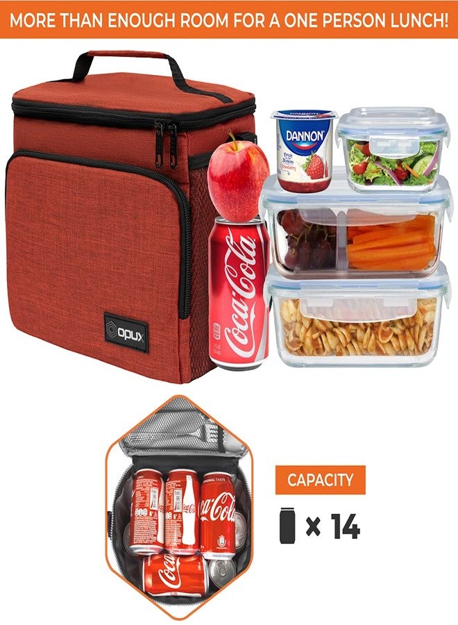 opux Insulated Lunch Bag for Men Women, Soft Lunch Box for Office Work School Picnic, Leakproof Lunch Cooler Bag with Shoulder Strap for Kid Adult Boy Girl, Medium Lunchbox Lunch Tote (Heather Red) - Image 5