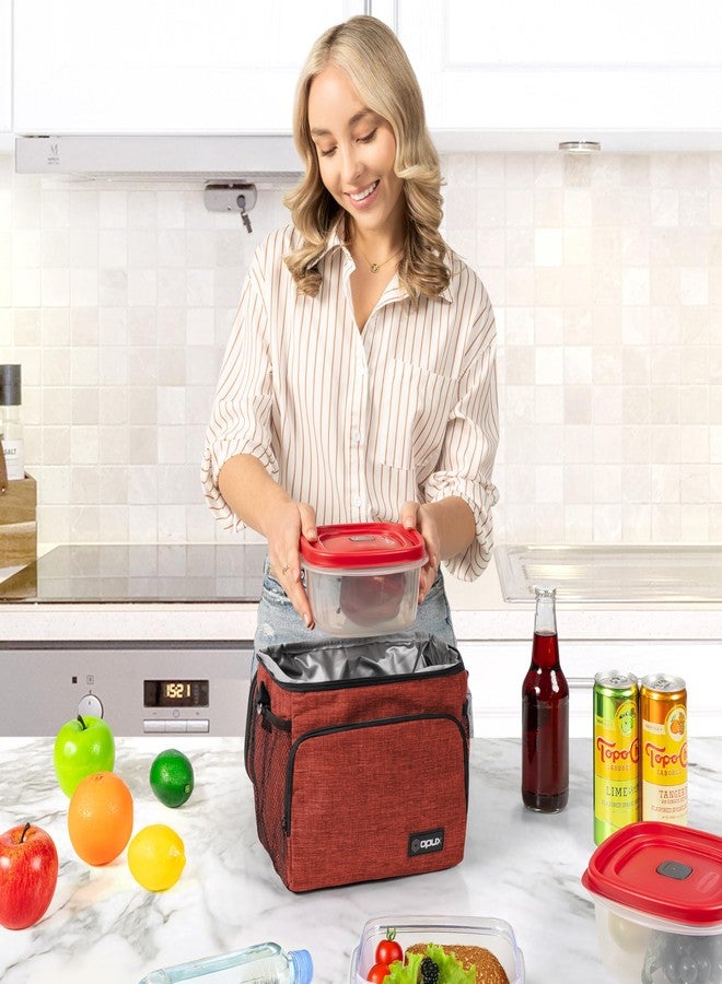 opux Insulated Lunch Bag for Men Women, Soft Lunch Box for Office Work School Picnic, Leakproof Lunch Cooler Bag with Shoulder Strap for Kid Adult Boy Girl, Medium Lunchbox Lunch Tote (Heather Red) - Image 3