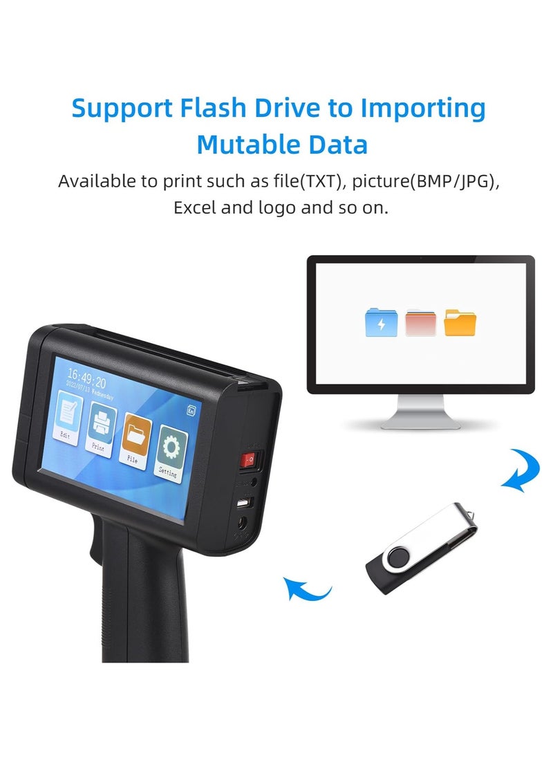 Bisofice - Bisofice Portable Handheld Printer Hand Inkjet Printer Code Printer with 4.3 Inch Touch Screen, 600 DPI, Quick Drying Ink Cartridge for Label/Production Date/Barcode/Brand/Logo/Graphic - Image 1