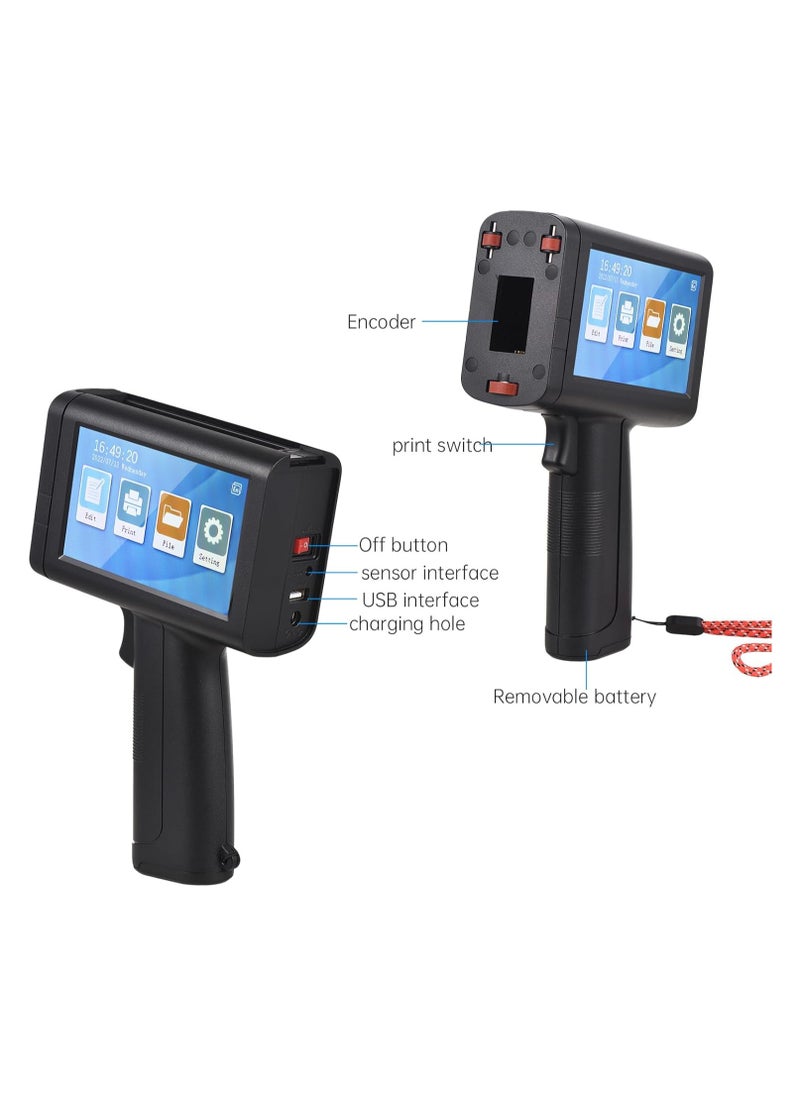 Bisofice - Bisofice Portable Handheld Printer Hand Inkjet Printer Code Printer with 4.3 Inch Touch Screen, 600 DPI, Quick Drying Ink Cartridge for Label/Production Date/Barcode/Brand/Logo/Graphic - Image 1
